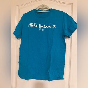 Teal alpha omicron pi shirt sleeve tee
